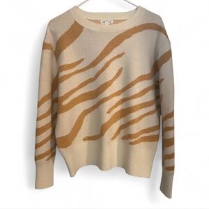 Vestique Cream and Tan Zebra Pattern Sweater